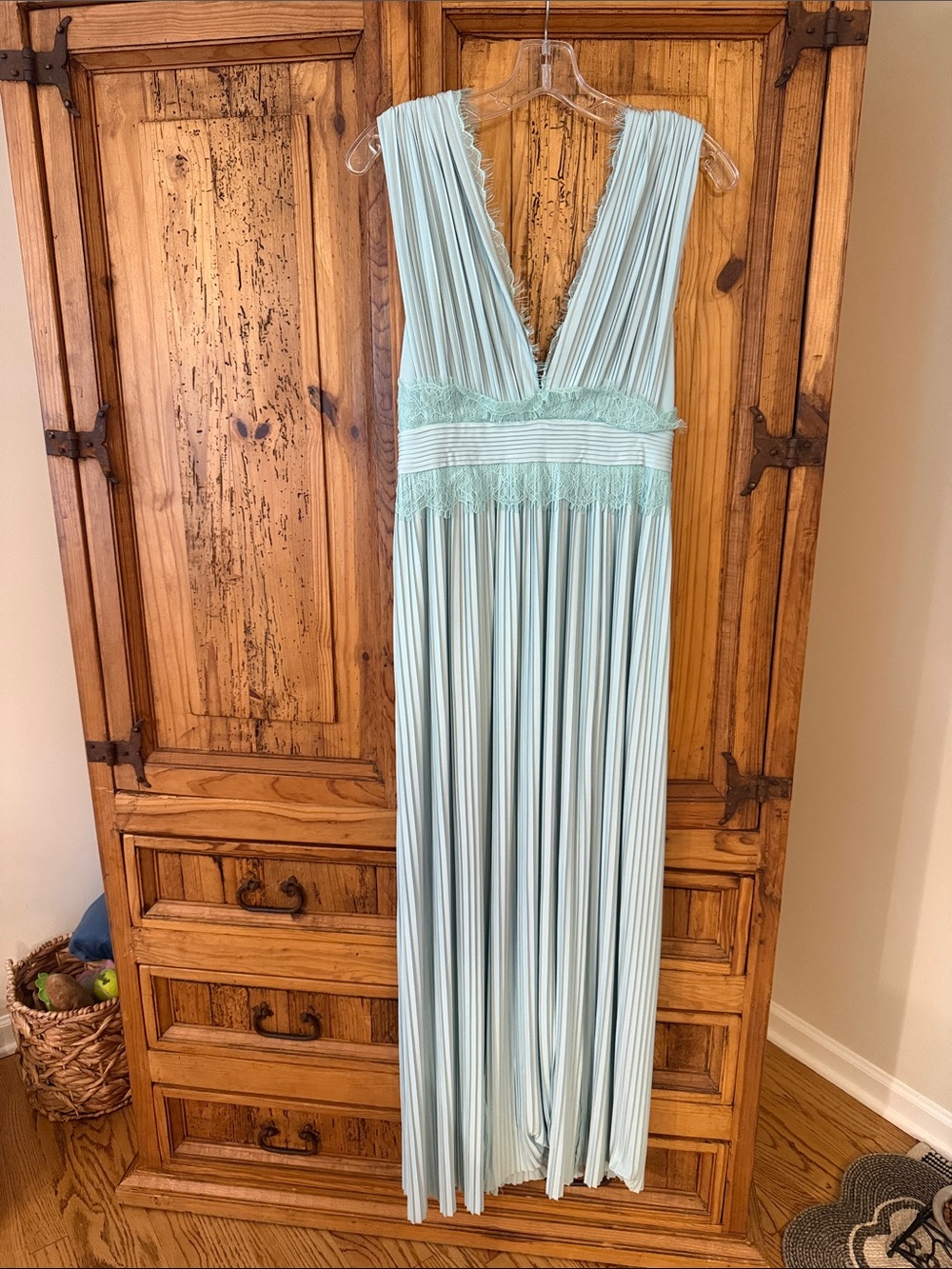 ASOS Pale Mint Backless Pleated Maxi Dress